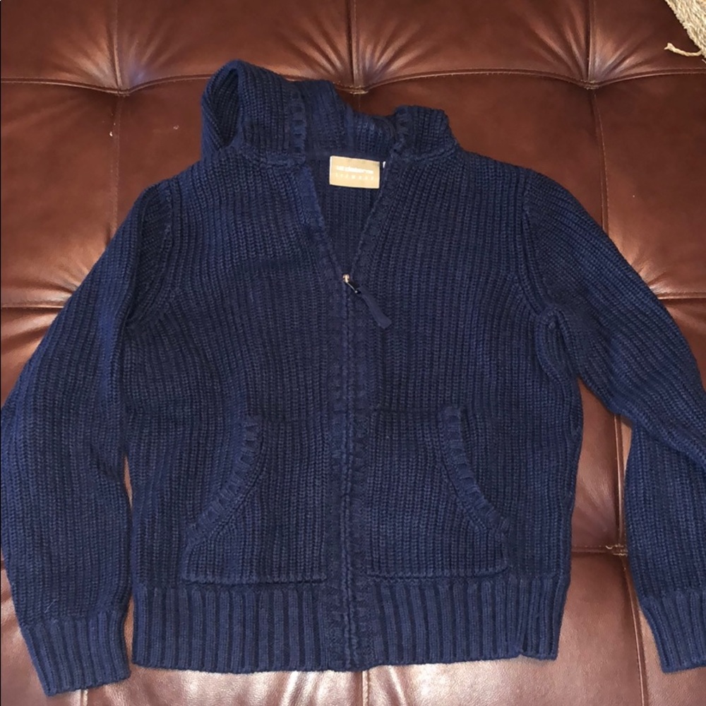 Navy Blue Zip Up Sweater